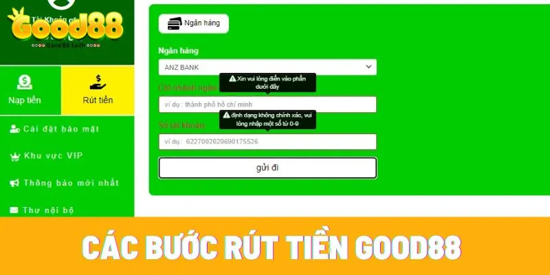Các bước rút tiền Good88 siêu nhanh trong vài nốt nhạc
